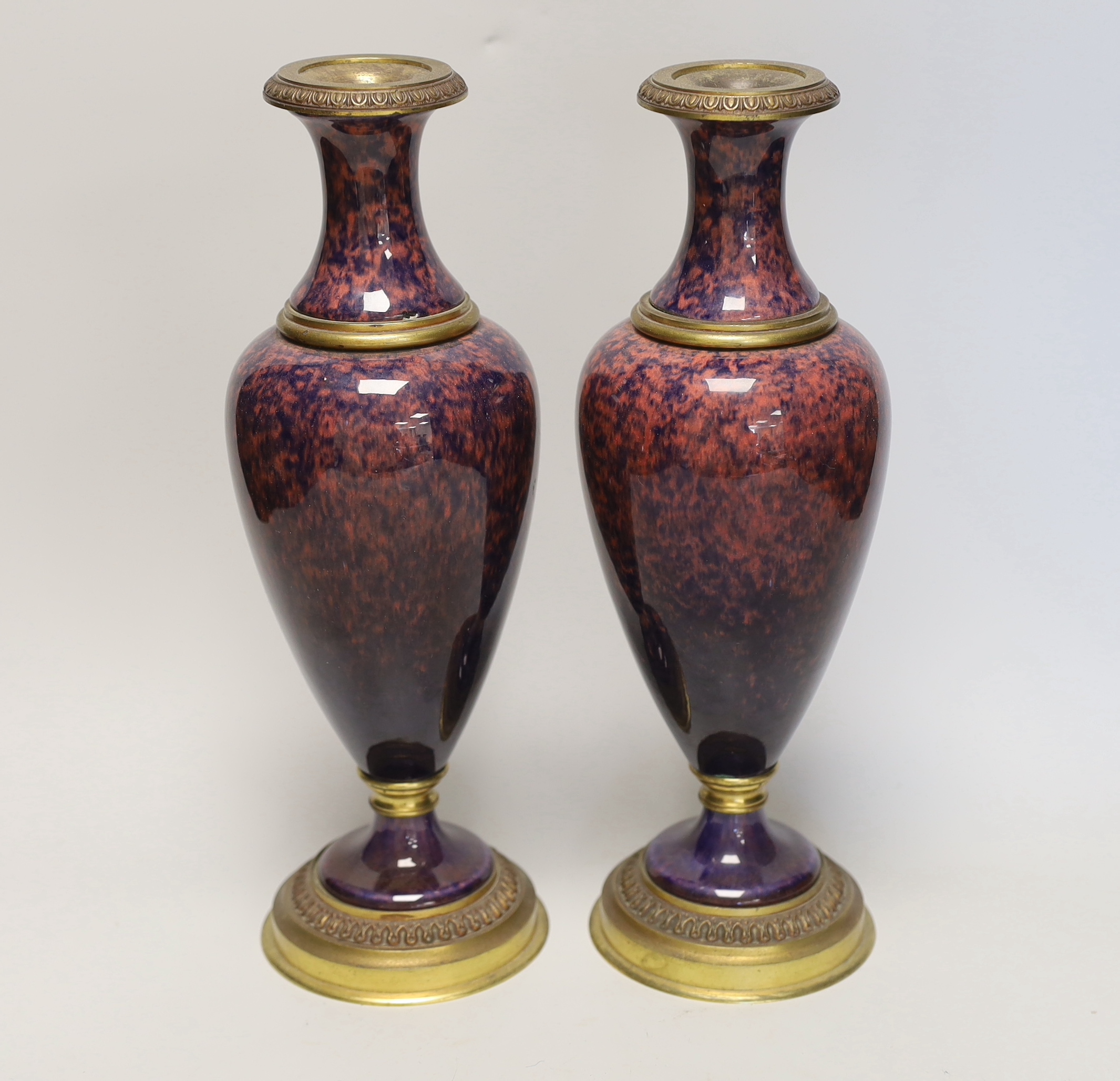 A pair of Paul Milet, Sevres ormolu mounted vases, 30cm high